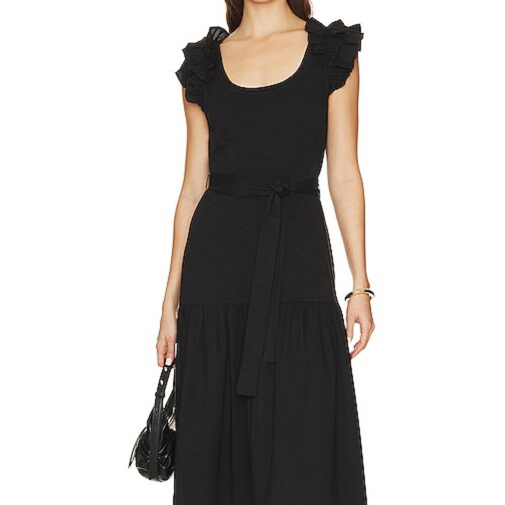 Everleigh Frilly Dress in Jet Black